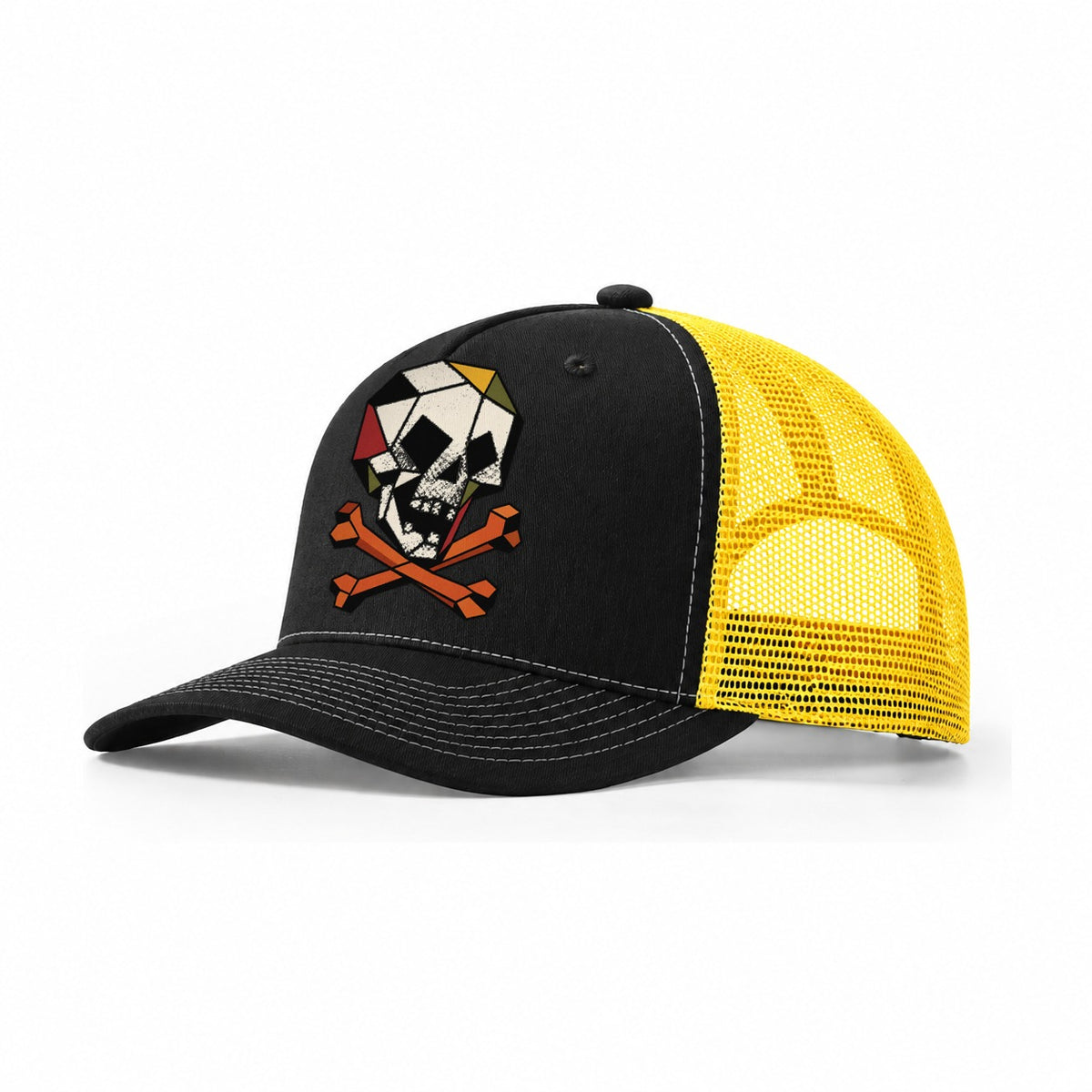 Pirate Skull Crossbones Trucker Hat – Black Yellow