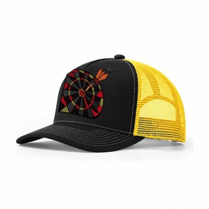 Dart Bullseye Trucker Hat – Black Yellow