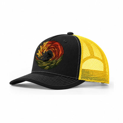 Surfer Barrel Trucker Hat – Black Yellow