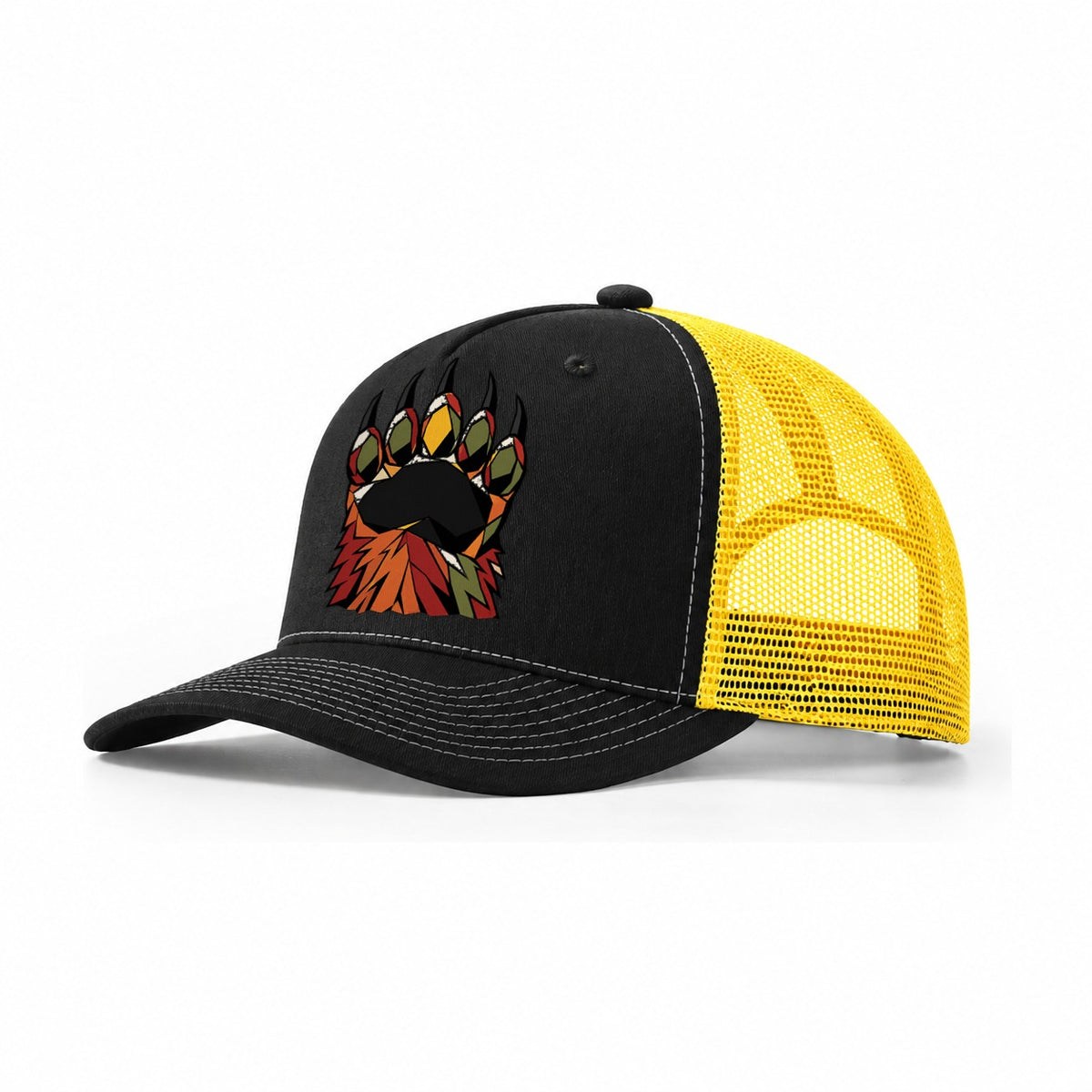 Grizzly Bear Paw Trucker Hat – Black Yellow