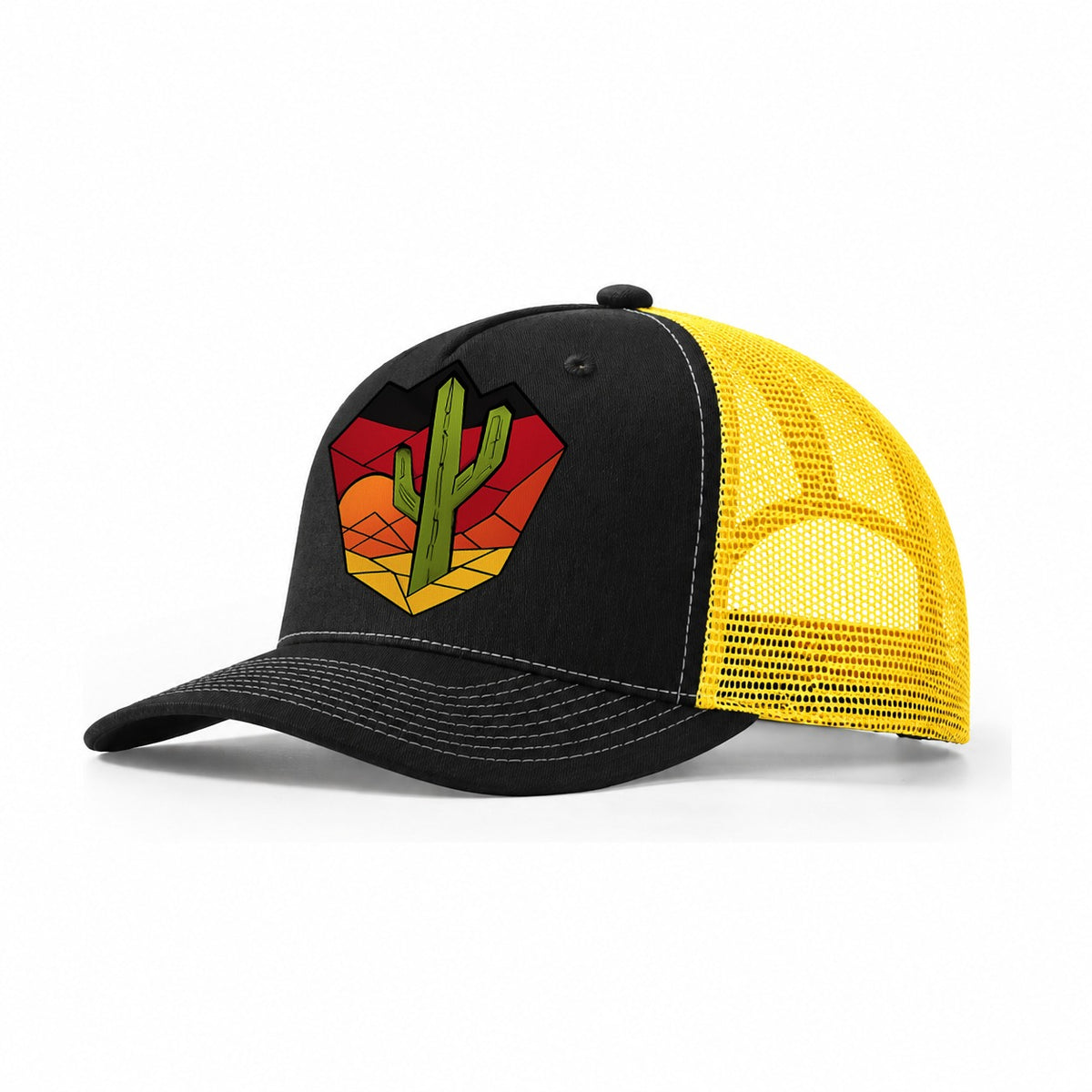 Saguaro Sunset Silhouette Trucker Hat – Black Yellow