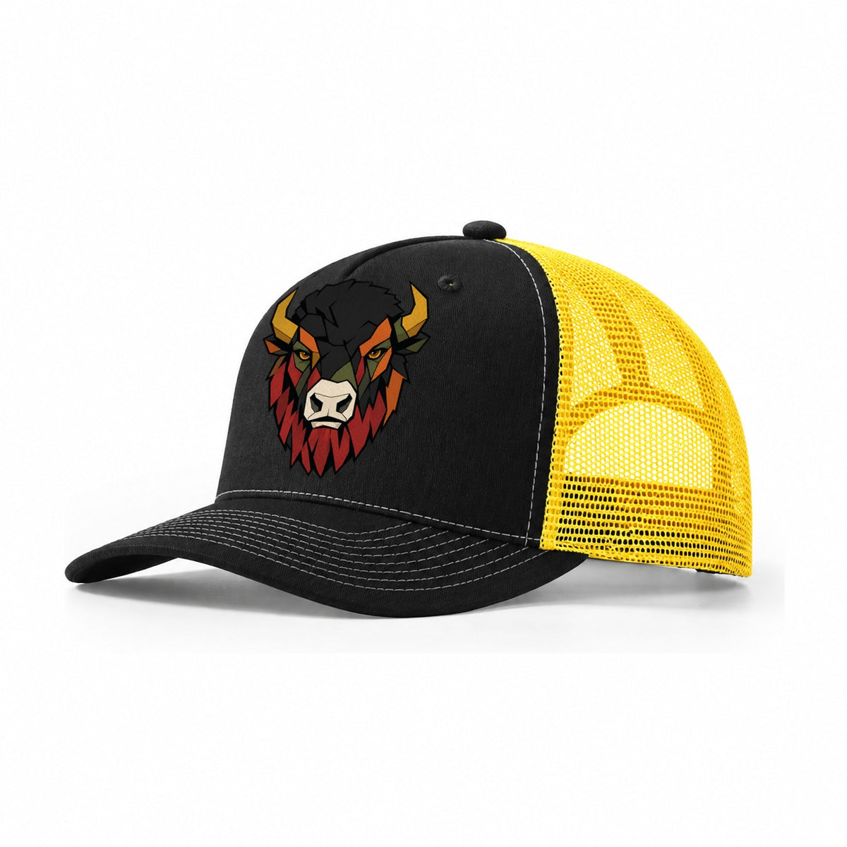 American Buffalo Frontal Portrait Trucker Hat – Black Yellow