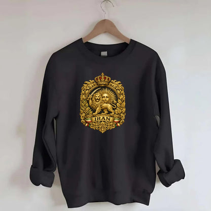 Iran Lion Sun Badge - Crewneck Sweatshirt - black