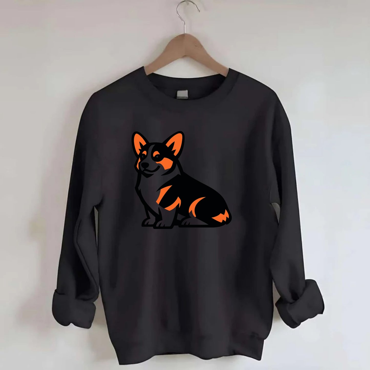 Tricolor Corgi Charm - Crewneck Sweatshirt - black