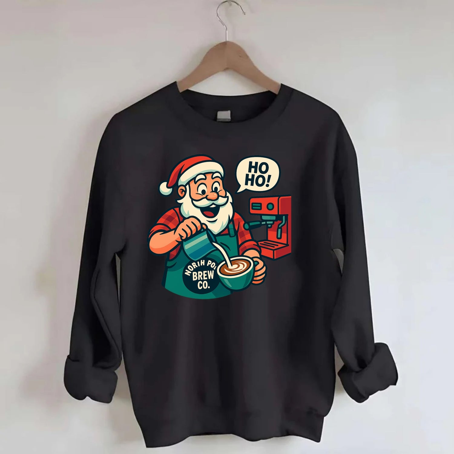 Santa Barista - Crewneck Sweatshirt - black