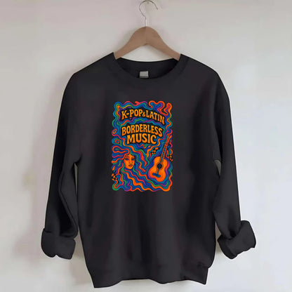 K-Pop and Latin fusion explosion - "Borderless Music" - cross-cultural sounds - Crewneck Sweatshirt - black