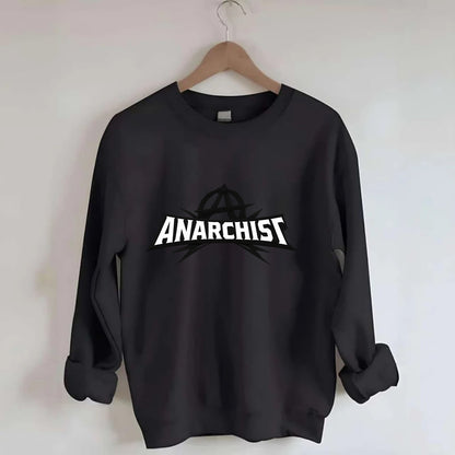 Bold typography design - "ANARCHIST" - no masters, self-governed - Crewneck Sweatshirt - black
