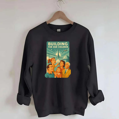 Multiple generations celebrating progress together - "Building for Our - Crewneck Sweatshirt - black