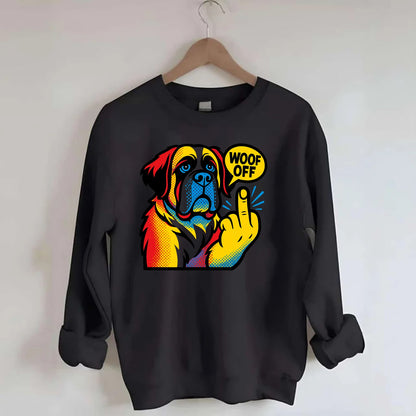 Saint Bernard with gentle giant face and droopy jowls, huge paw raised - Crewneck Sweatshirt - black