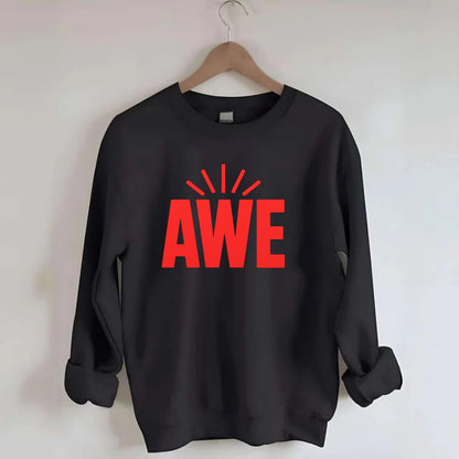 Bold typography design - "AWE" - overwhelming wonder - Crewneck Sweatshirt - black