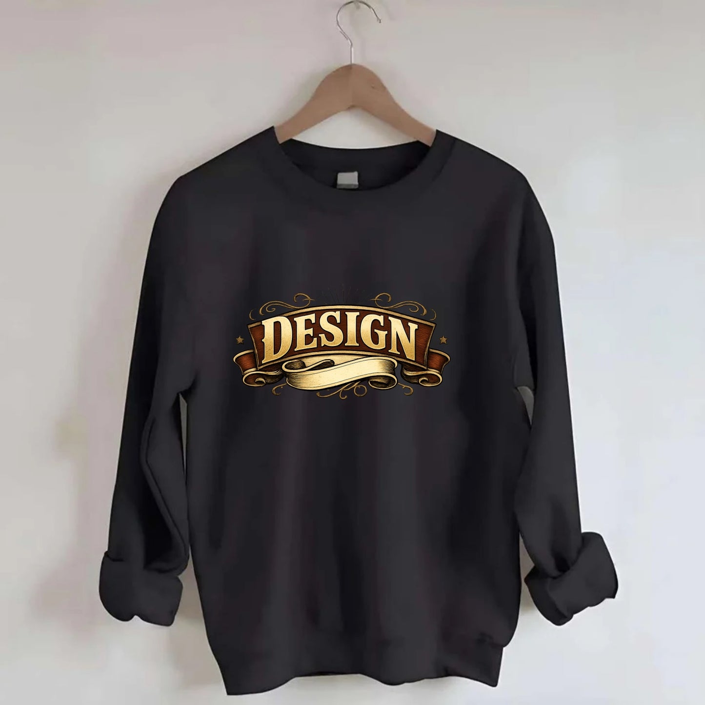 Bold typography design - "DESIGN" - intentional creation, aesthetic planning - Crewneck Sweatshirt - black