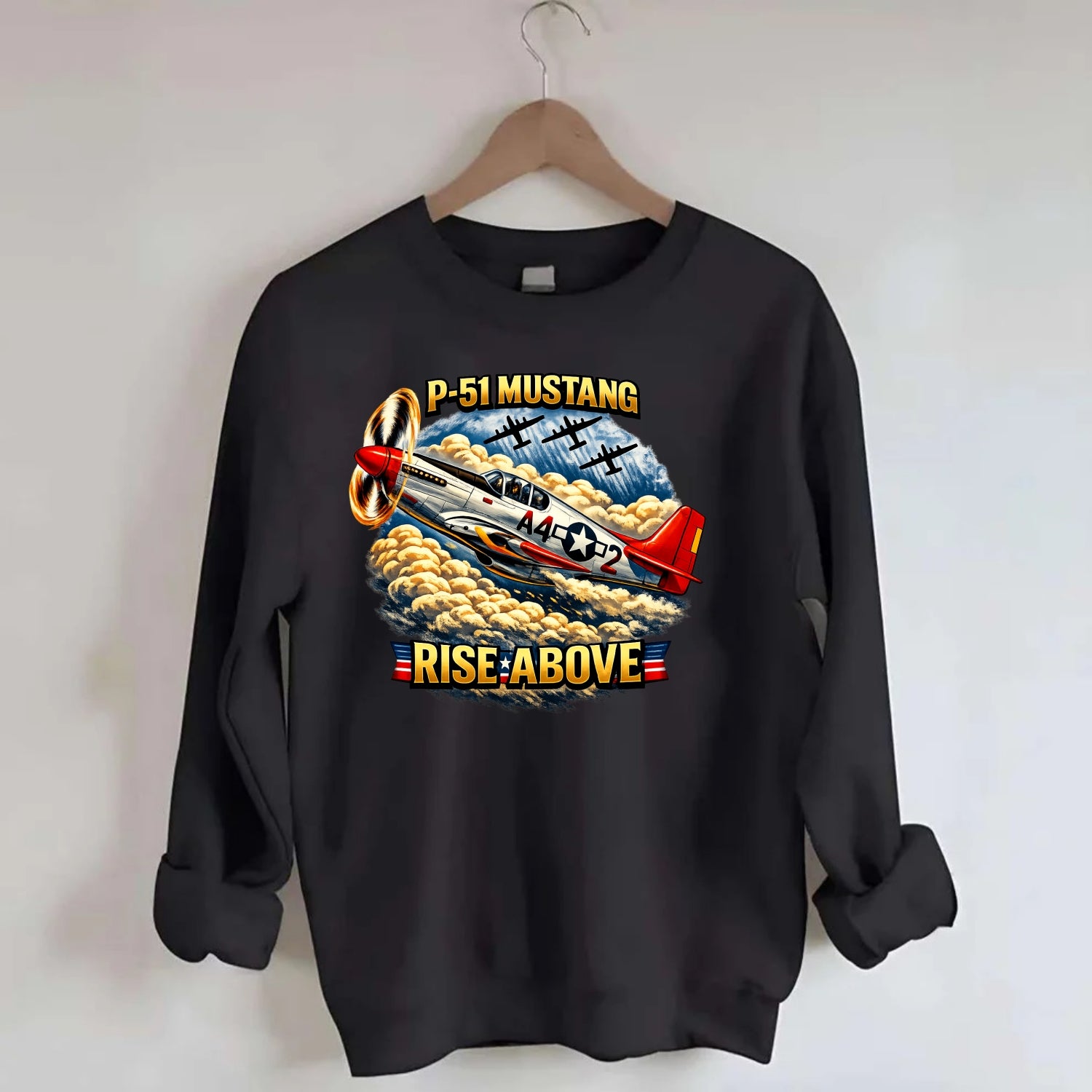 P 51 Mustang Rise Above - Crewneck Sweatshirt - black