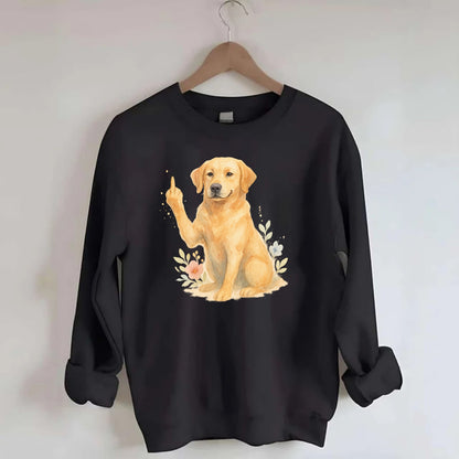 Labrador Retriever yellow sitting pretty, friendly face, strong paw up with - Crewneck Sweatshirt - black