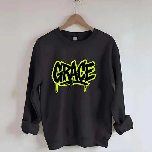 Bold typography design - GRACE - elegance under pressure, divine favor - Crewneck Sweatshirt