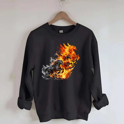 INFERNO STALLION | Horse made entirely of living flames | Blazing mane and - Crewneck Sweatshirt - black