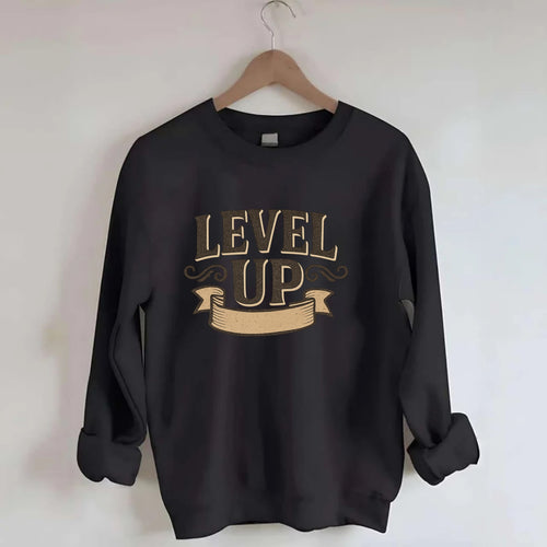 Bold typography design - LEVEL UP - improving, advancing, growing - Crewneck Sweatshirt