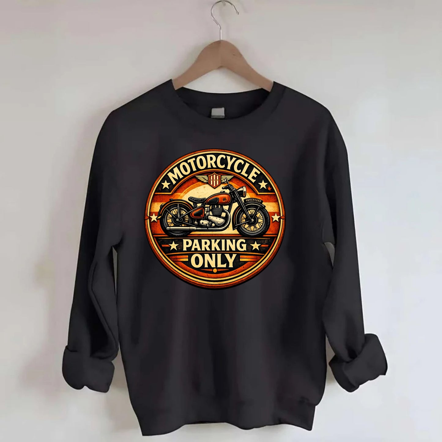 Motorcycle Parking Only - Crewneck Sweatshirt - black