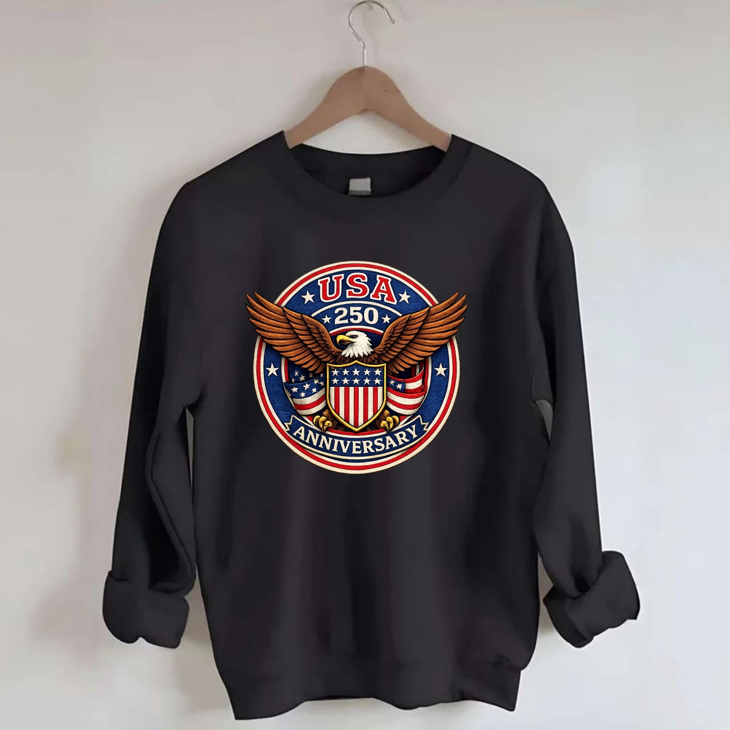 Usa 250 Anniversary Eagle Shield Emblem - Crewneck Sweatshirt - black