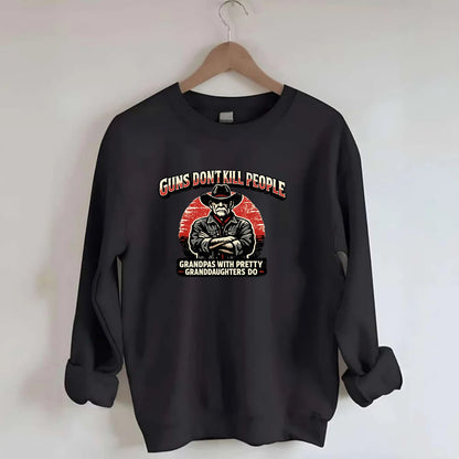 Grandpas Pretty Granddaughters - Cowboy - Crewneck Sweatshirt - black