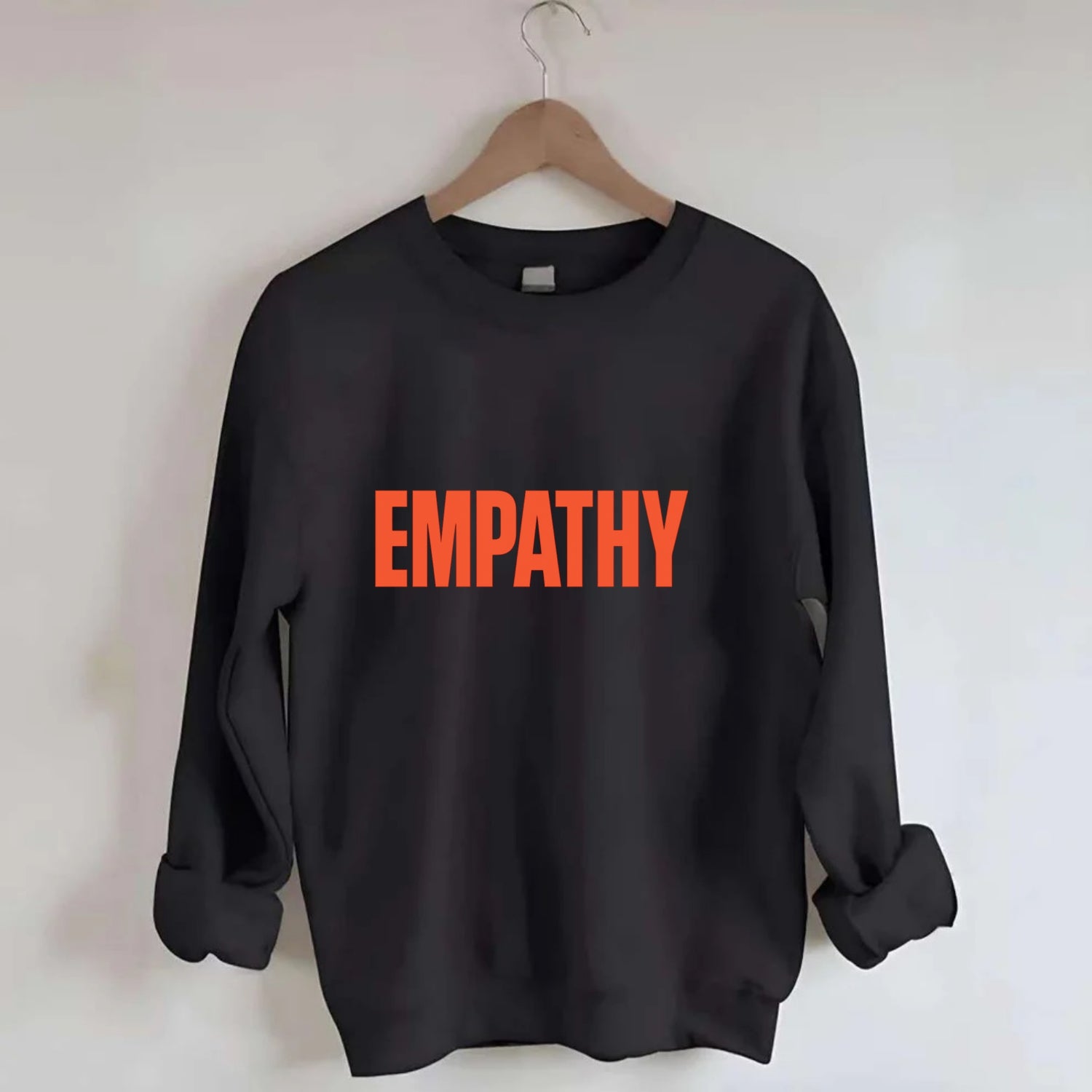 Bold typography design - "EMPATHY" - understanding others, emotional - Crewneck Sweatshirt - black