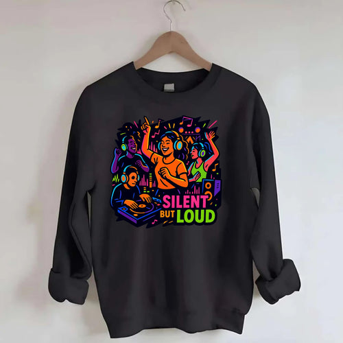 Silent disco dancers with glowing headphones - Silent But Loud - unique - Crewneck Sweatshirt
