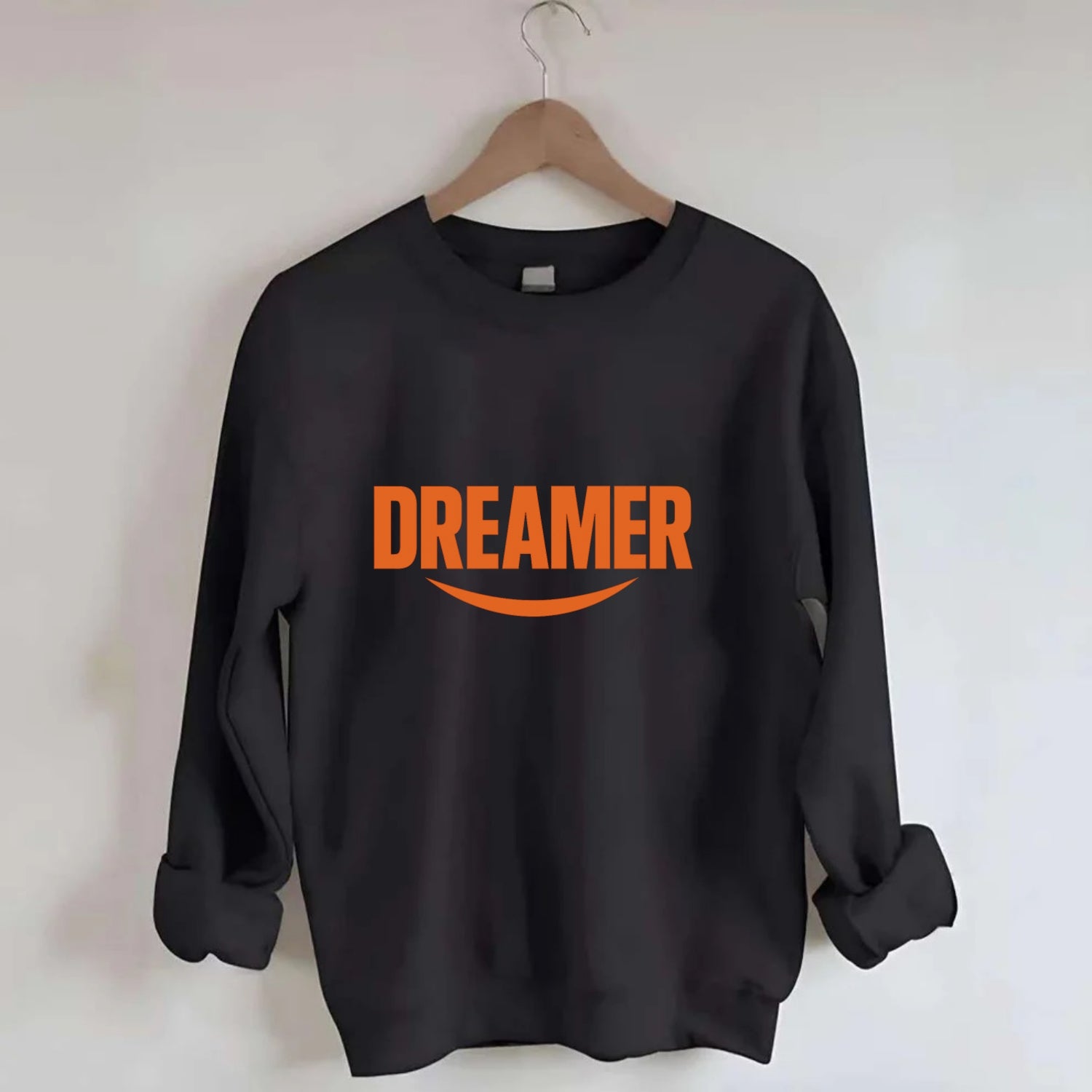 Bold typography design - "DREAMER" - imagination, seeing possibilities - Crewneck Sweatshirt - black