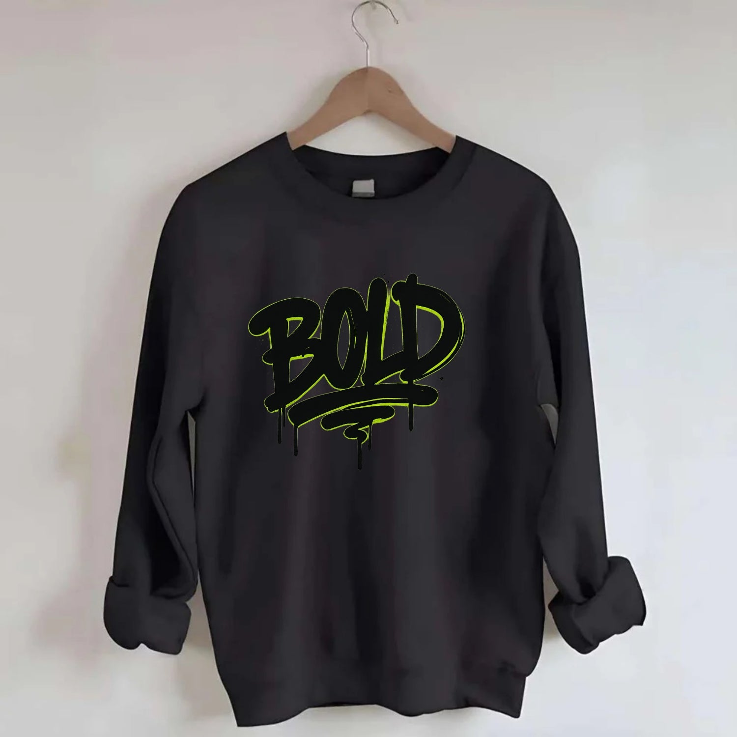 Bold typography design - "BOLD" - courageous, standing out - Crewneck Sweatshirt - black