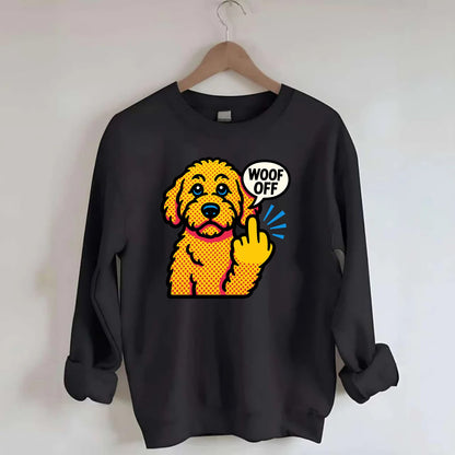 Goldendoodle with teddy bear face and curly golden coat, friendly paw - Crewneck Sweatshirt - black