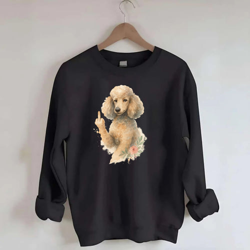Standard Poodle with curly styled coat, intelligent face, fancy paw giving - Crewneck Sweatshirt