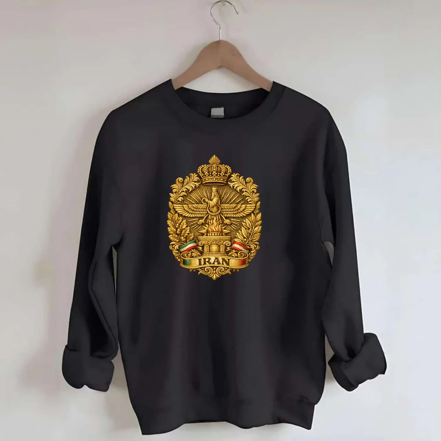 Iran Fire Temple Emblem - Crewneck Sweatshirt - black
