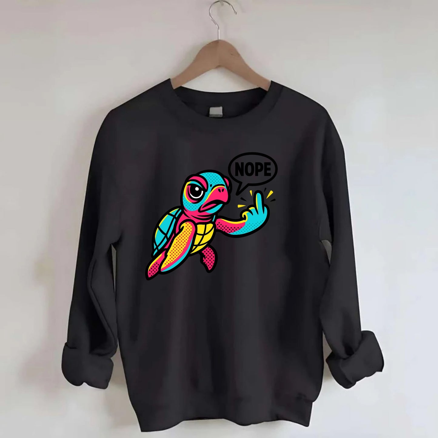 baby sea turtle swimming gracefully, one flipper extended sassily - Crewneck Sweatshirt - black