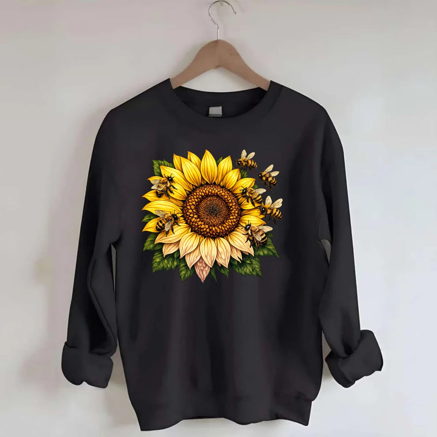 Vintage Sunflower - Crewneck Sweatshirt - black