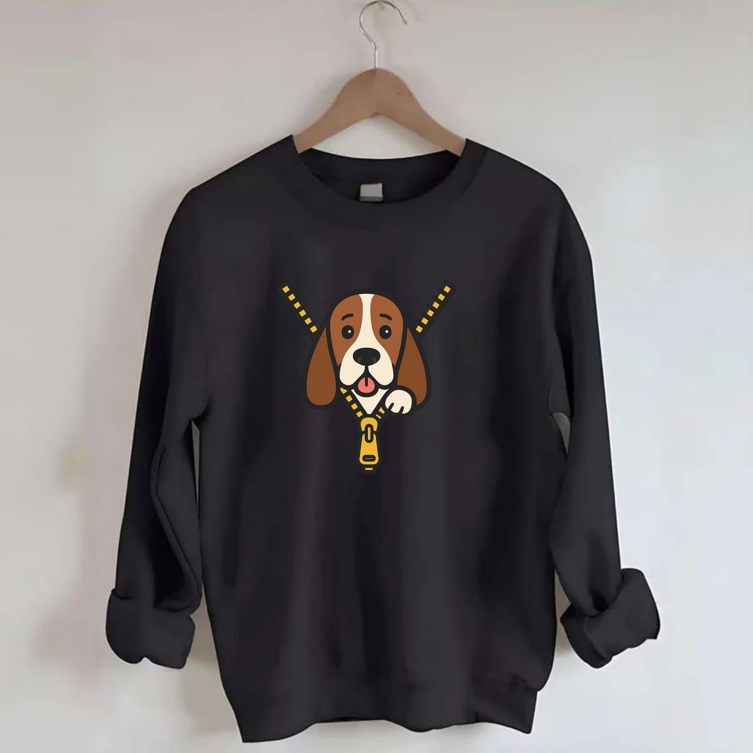 Basset Hound - Crewneck Sweatshirt - black