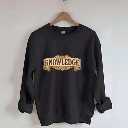 Bold typography design - "KNOWLEDGE" - learning, understanding - Crewneck Sweatshirt - black