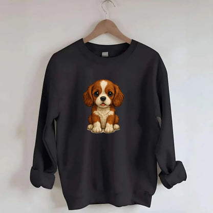 Baby Cavalier King Charles Spaniel Puppy - silky ears, gentle eyes, sweet - Crewneck Sweatshirt - black