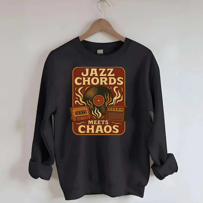 Jazz chords with hyperpop energy - "Jazz Meets Chaos" - unexpected fusion - Crewneck Sweatshirt - black