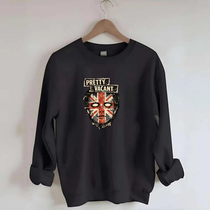 PRETTY VACANT | Blank stare Union Jack face | Empty expression | Punk - Crewneck Sweatshirt - black