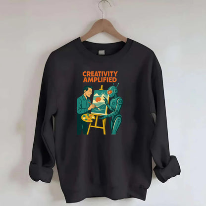 Artist and AI creating beautiful masterpiece together - "Creativity - Crewneck Sweatshirt - black