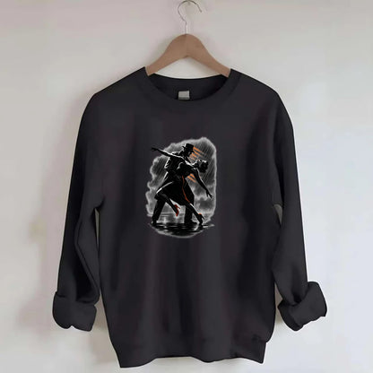 romantic dance pose with woman lifted in the air at lakeside - Crewneck Sweatshirt - black