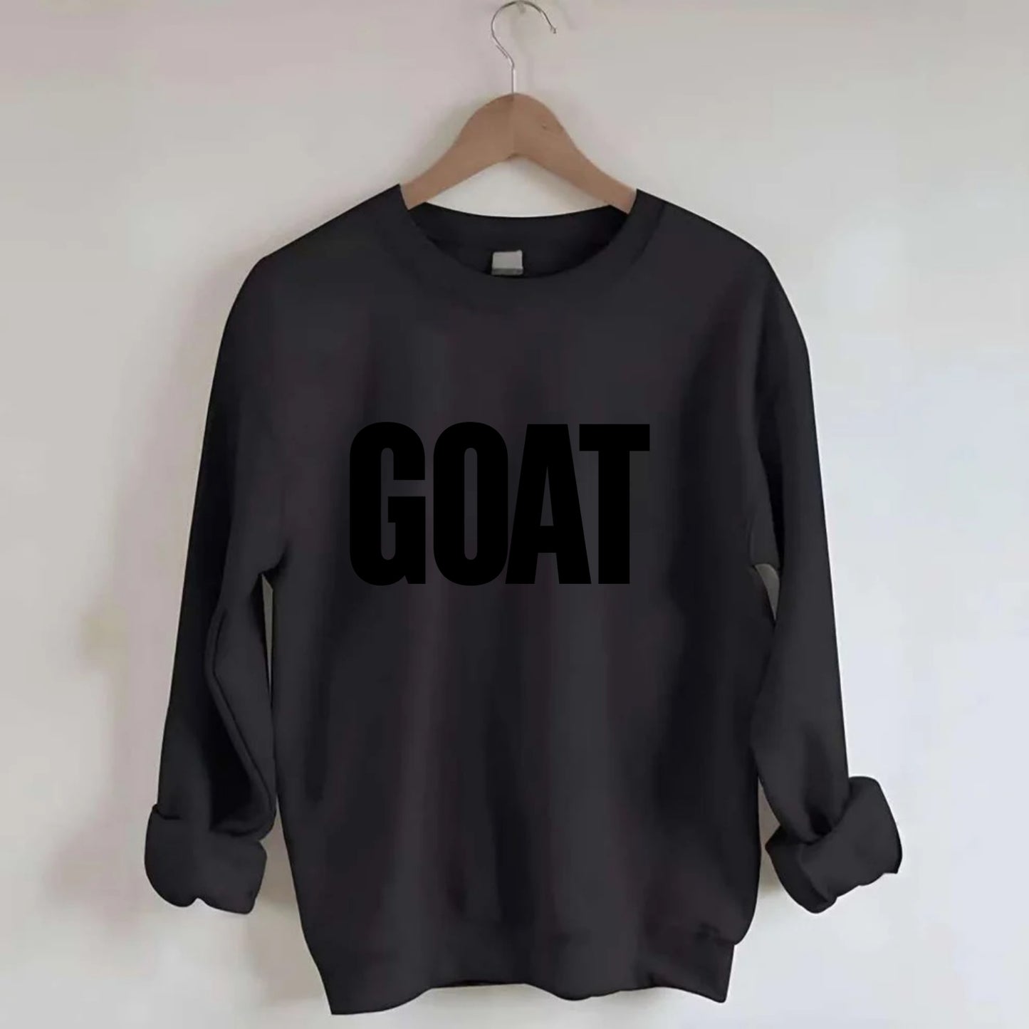 Bold typography design - "GOAT" - greatest of all time - Crewneck Sweatshirt - black