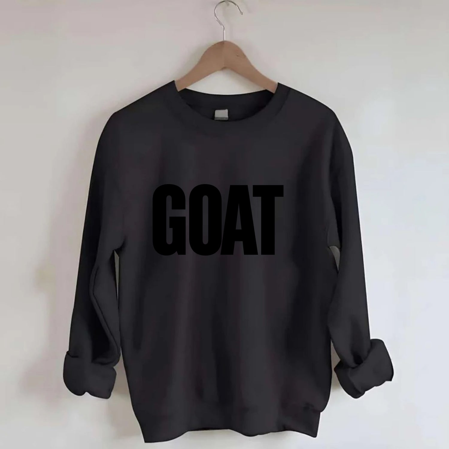 Bold typography design - "GOAT" - greatest of all time - Crewneck Sweatshirt - black