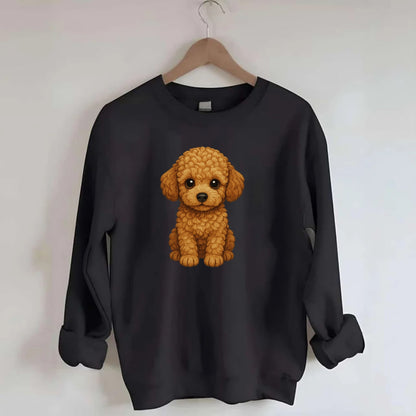 Baby Poodle Puppy - curly fluffy coat, intelligent eyes, elegant snout, - Crewneck Sweatshirt - black