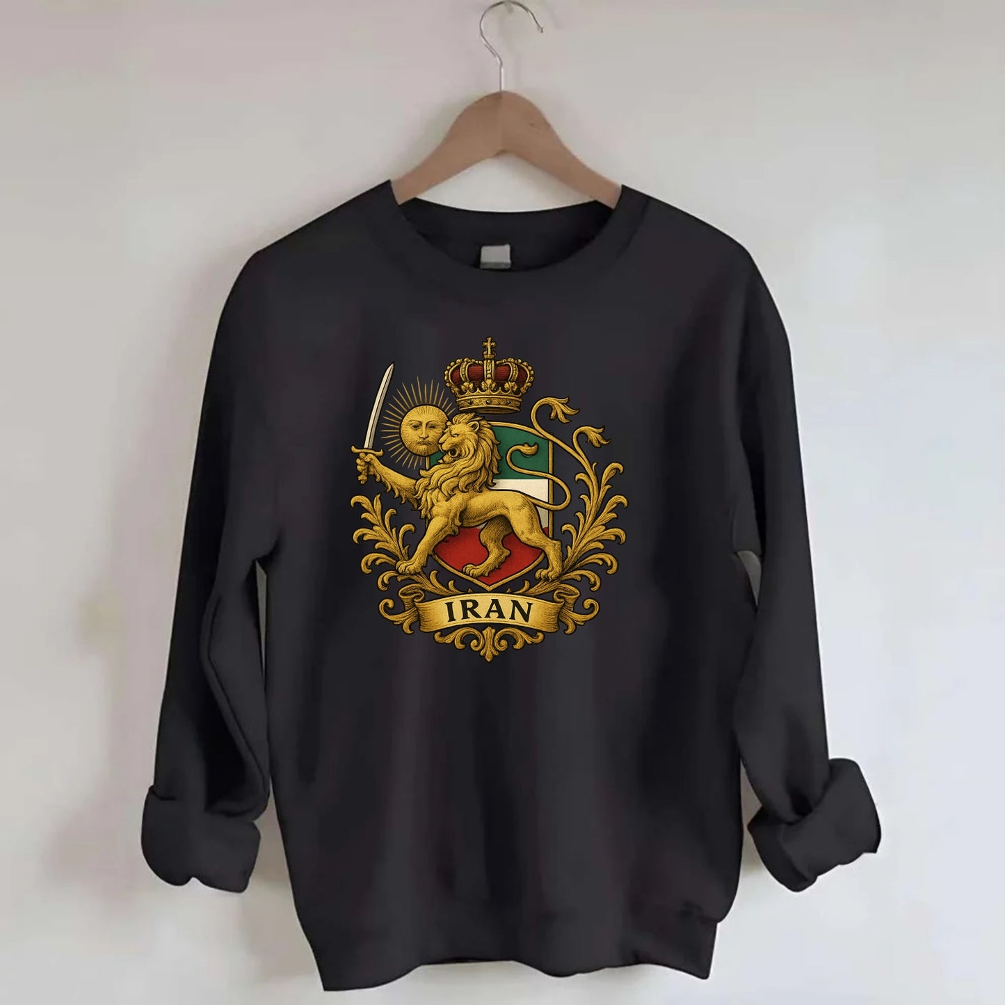 Royal Iran Coat Of Arms - Crewneck Sweatshirt - black
