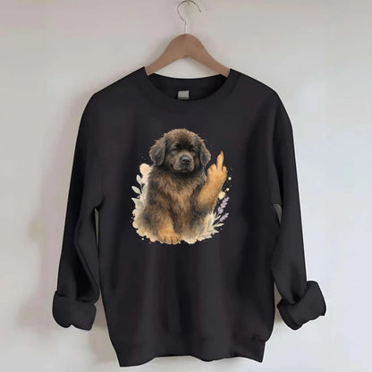 Newfoundland fluffy bear-like with webbed paws, massive gentle paw up - Crewneck Sweatshirt - black