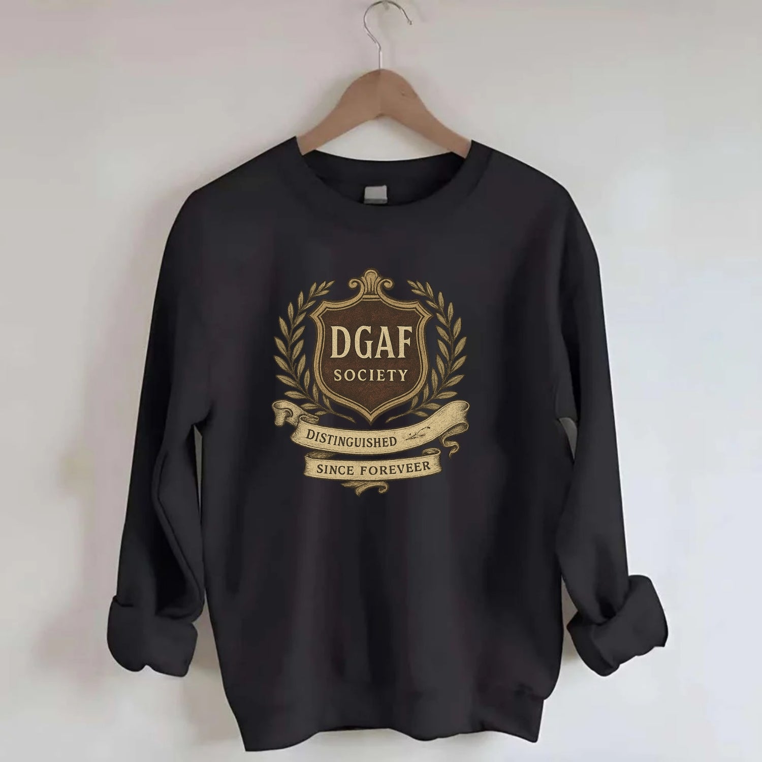 Official membership card design - "DGAF Society - Distinguished Members Since - Crewneck Sweatshirt - black