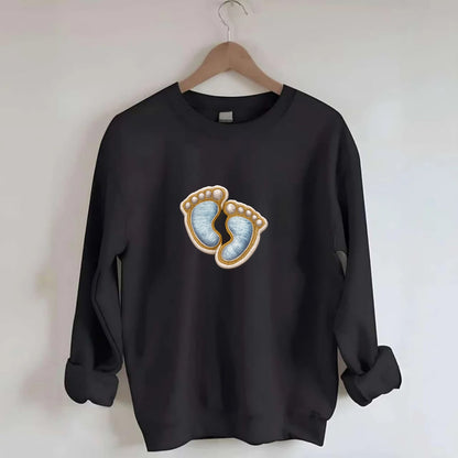 BABY FOOTPRINTS - tiny feet in pink or blue , newborn - Crewneck Sweatshirt - black