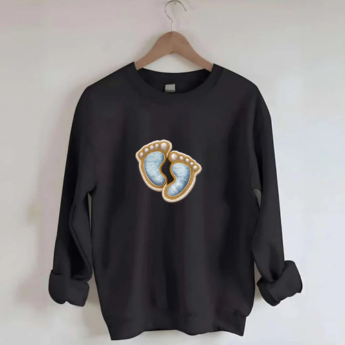 BABY FOOTPRINTS - tiny feet in pink or blue , newborn - Crewneck Sweatshirt