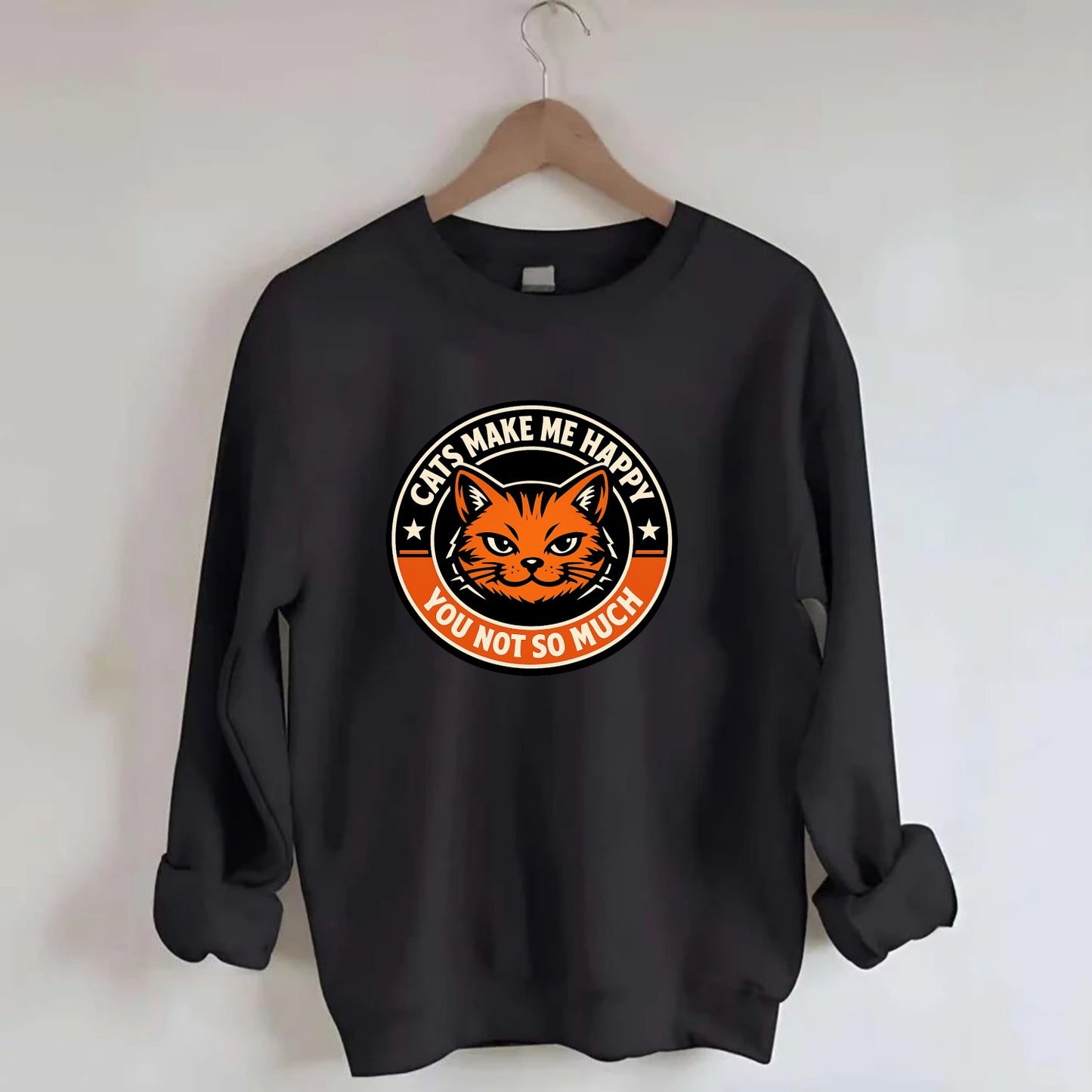 Joyful Whiskers Emblem - Crewneck Sweatshirt - black