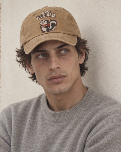 Model wearing the cap