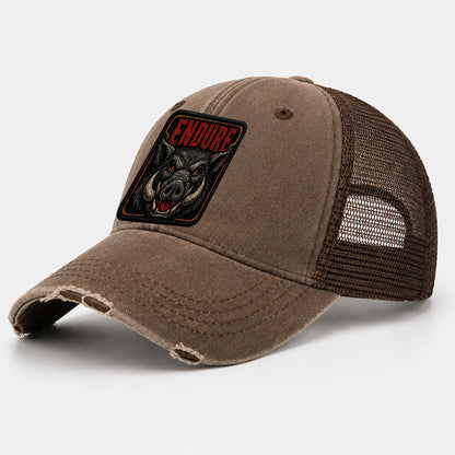 Boar Endure Badge Washed Trucker Hat – Coffee